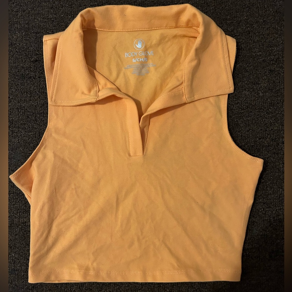 Body Glove Orange collared polo Sleeveless crop Top